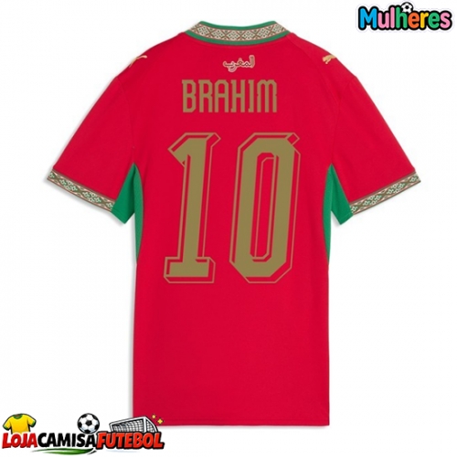 Camisa de Futebol Marrocos Brahim Diaz #10 Equipamento Principal Mulheres Mundo 2026 Manga Curta